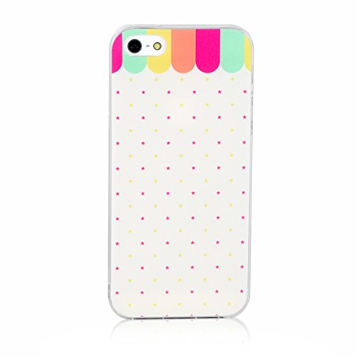 JewelryWe kleine Sternen Regenbogen Farbton TPU Silikon Handy Case Schutzhülle Tasche Hülle Rückenschutzhülle Etui für Apple iPhone 5/5S Mehrfarbig von JewelryWe