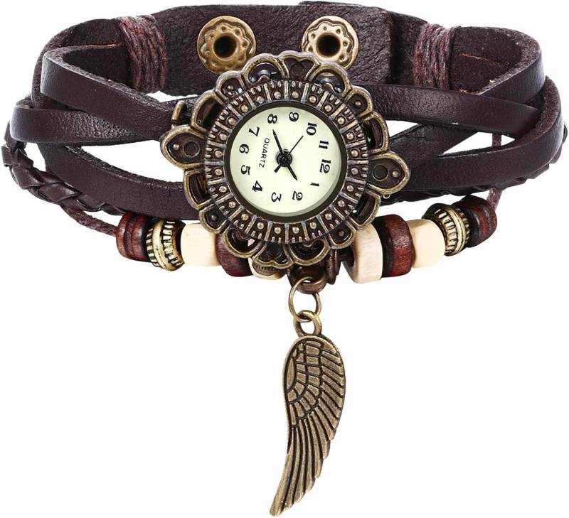 JewelryWe mit Baum Blatt Anhänger für Frau Mädchen Watch, mit Spikes – Stilvolle Vintage Armbanduhr ⌚ von JewelryWe
