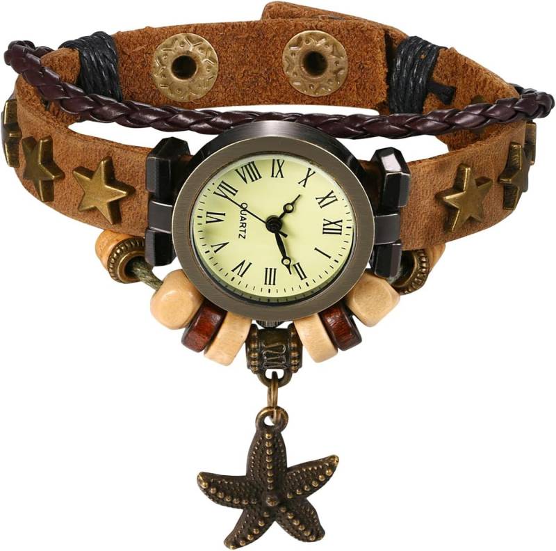 JewelryWe mit Baum Blatt Anhänger für Frau Mädchen Watch, mit Spikes – Stilvolle Vintage Armbanduhr ⌚ von JewelryWe