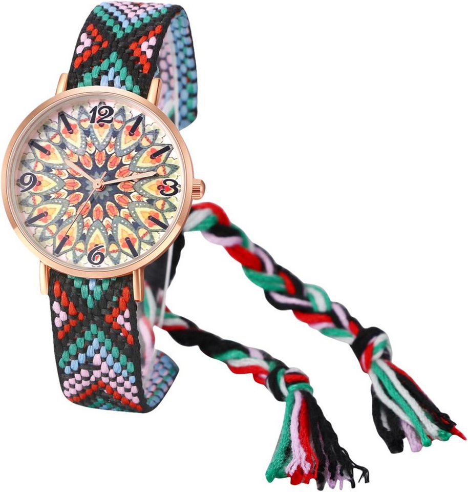 JewelryWe mit Hochwertiges Quarzwerk,Bohemian Stil,Rundem Blumendruck Zifferblat Watch, Damenuhr Boho Blumen Uhr Bohemian Stil Bunt Verstellbar JewelryWe mit Hochwertiges Quarzwerk,Bohemian Stil,Rundem Blumendruck Zifferblat Watch, Damenuhr Boho Blumen Uhr Bohemian Stil Bunt Verstellbar von JewelryWe