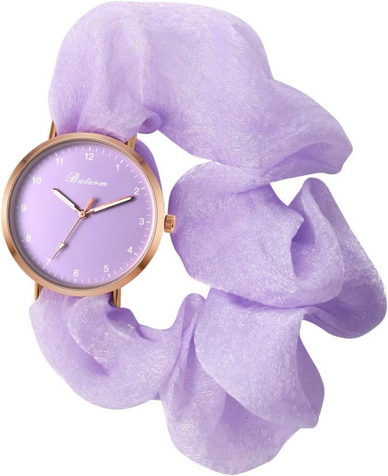 JewelryWe mit Präzise Zeitanzeige Hochwertiges Quarzwerk und langlebige Batterie Watch, Stilvolles Design Rundes Metallgehäuse mit elastischem Stoffarmband von JewelryWe