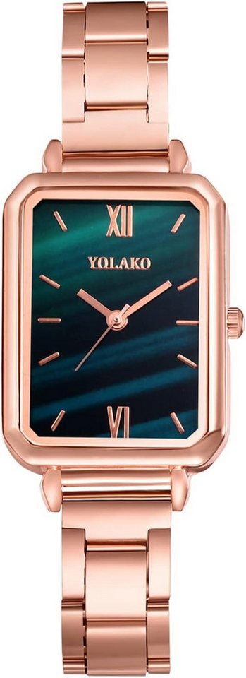 JewelryWe mit Quadratisches Zifferblattdesign,Analoges Quarzwerk,elegante Design Watch, Uhren Damen Metallarmband Quadratisch - Elegant Analog Quarz von JewelryWe