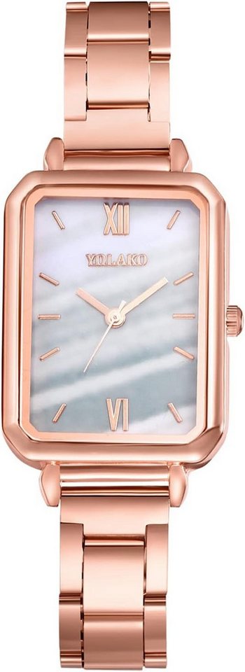 JewelryWe mit Quadratisches Zifferblattdesign,Analoges Quarzwerk,elegante Design Watch, Uhren Damen Metallarmband Quadratisch - Elegant Analog Quarz von JewelryWe