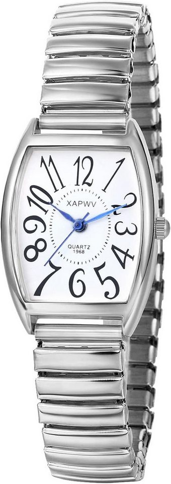 JewelryWe mit Römischen Ziffern/Digital Zifferblatt Watch, mit Analog Quarz Pärchen Klassisch Rechteckig Elastisch Legierung von JewelryWe
