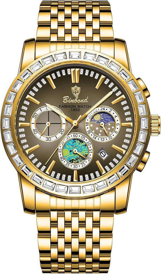 JewelryWe mit Stilvolles Design Rundes Zifferblatt mit funkelnden Kristallen Watch, Zuverlässiges Quarzwerk Hochwertiges Quarzwerk für präzise Zeitanzeige JewelryWe mit Stilvolles Design Rundes Zifferblatt mit funkelnden Kristallen Watch, Zuverlässiges Quarzwerk Hochwertiges Quarzwerk für präzise Zeitanzeige von JewelryWe