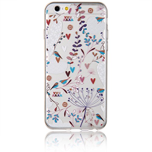 JewelryWe süße Vögel und Bunte Baumzweige TPU Silikon Handy Case Schutzhülle Tasche Hülle Rückenschutzhülle Etui für Apple iPhone 6(4,7"), Mehrfarbig von JewelryWe