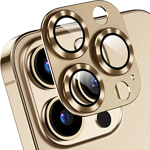 Jewloofa Kameraschutz für iPhone 15 Pro/Pro Max Kamera Schutzglas, Anti-Kratz Metall kameraschutz für iPhone 15 Pro/Pro Max - Gold von Jewloofa