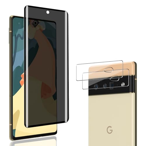 Jewloofa Privacy Schutzfolie für Google Pixel 6 Pro Panzer Schutz Glas, 2 Stück Kameraschutz und 1 Stück Anti Spähen Privatsphäre Sichtschutzfolie, Anti-Spy Panzerfolie für Google Pixel 6 Pro von Jewloofa
