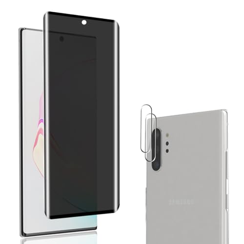 Jewloofa Privacy Schutzfolie für Samsung Galaxy Note 10 Plus Panzer Schutz Glas, 2 Stück Kameraschutz und 1 Stück Anti Spähen Privatsphäre Sichtschutzfolie,Anti-Spy Panzerfolie für Galaxy Note 10 Plus von Jewloofa