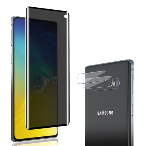 Jewloofa Privacy Schutzfolie für Samsung Galaxy S10 Panzer Schutz Glas, 2 Stück Kameraschutz und 1 Stück Anti Spähen Privatsphäre Sichtschutzfolie, Anti-Spy Panzerfolie für Galaxy S10 von Jewloofa