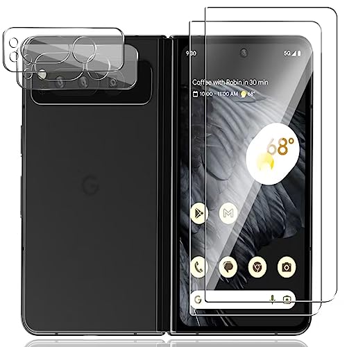Jewloofa Schutzfolie für Google Pixel Fold - Panzer Schutz Glas [2 Stück] und Kameraschutz [2 Stück], 9H/HD Displayschutz, Bläschenfrei, Anti-Kratzer Panzerfolie von Jewloofa