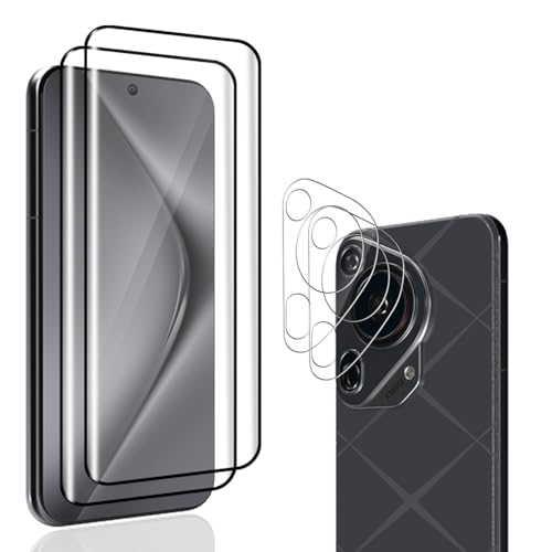 Jewloofa Schutzfolie für Huawei Pura 70 Ultra Panzer Schutz Glas [2 Stück] und Huawei Pura 70 Ultra Kameraschutz [2 Stück], 9H/HD Displayschutz/Bläschenfrei, Panzerfolie für Huawei Pura 70 Ultra von Jewloofa