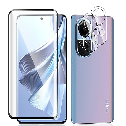 Jewloofa Schutzfolie für OPPO Reno 10/10 Pro Panzer Schutz Glas [1 Stück] und OPPO Reno 10/10 Pro Kameraschutz [2 Stück], 9H/HD Displayschutz/Bläschenfrei, Panzerfolie für OPPO Reno 10/10 Pro von Jewloofa