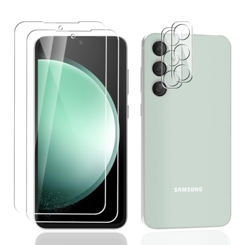 Jewloofa Schutzfolie für Samsung Galaxy S23 FE 5G Panzer Schutz Glas [2 Stück] und Galaxy S23 FE 5G Kameraschutz [2 Stück], 9H/HD Displayschutz/Bläschenfrei, Panzerfolie für Galaxy S23 FE 5G von Jewloofa