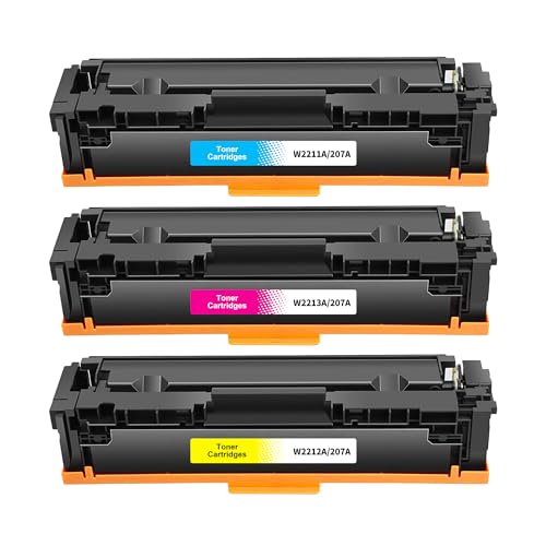 207A Toner (Mit Chip) Multipack Kompatibel für HP 207A für HP Color Laserjet Pro MFP M283fdw M255dw M282nw M283fdn M255nw M255 M282 M283 ( W2211A W2212A W2213A), 3er-Pack von Jhaan