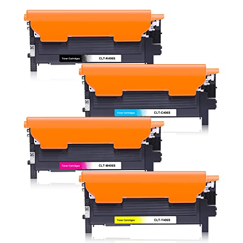 CLT-P406C P406C 406S Kompatibel für Toner Samsung C460W CLX 3305 C410W CLP-365 C460FW CLX-3300 CLP-360 (1 Schwarz, 1 Cyan, 1 Magenta, 1 Gelb, 4er-Pack) von Jhaan