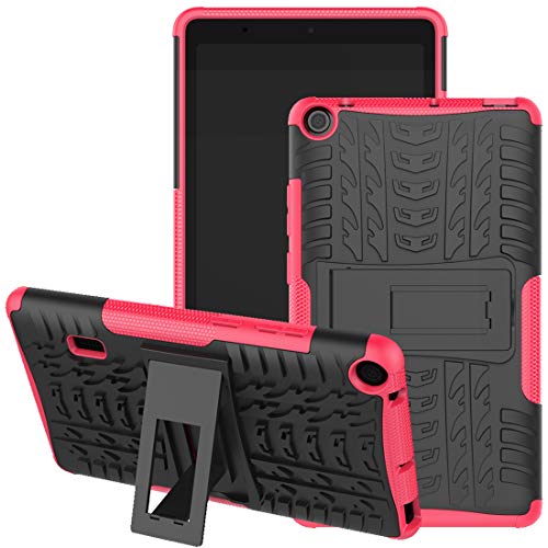 Huawei MediaPad T3 7 WiFi Hülle, Jhxtech Armor Style Hybrid PC + TPU Schutzhülle mit Ständer für Huawei MediaPad T3 WiFi 179mm 7.0 Zoll Tablet Cover Schutz (Pink) von Jhxtech