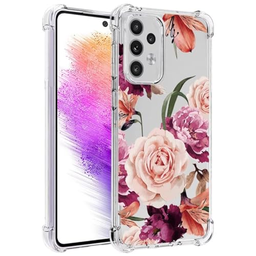 Jhxtech Handyhülle für Galaxy A53 5G, Samsung A53 5G SM-A536E Mädchen Frauen, schlank, stoßfest, klar, Blumenmuster, weich, flexibel, TPU, Schutzhülle für Samsung Galaxy A53 5G, lila Blume Jhxtech Handyhülle für Galaxy A53 5G, Samsung A53 5G SM-A536E Mädchen Frauen, schlank, stoßfest, klar, Blumenmuster, weich, flexibel, TPU, Schutzhülle für Samsung Galaxy A53 5G, lila Blume von Jhxtech