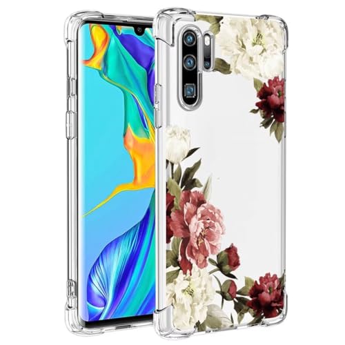 Jhxtech Handyhülle für Huawei P30 Pro, P30Pro VOGL29 VOGL04, für Mädchen und Frauen, schlank, stoßfest, klar, Blumenmuster, weich, flexibel, TPU, Schutzhülle für Huawei P30 Pro, Blütenblume von Jhxtech