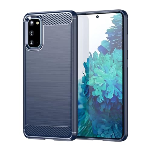 Jhxtech Hülle für Galaxy S20 5G Hülle, Samsung S20 SM-G981B Hülle, Ultra Slim Phone Cover mit Stoßdämpfung Kohlefaser TPU Gummi Schutzhüllen für Samsung Galaxy S20 5G Marineblau von Jhxtech