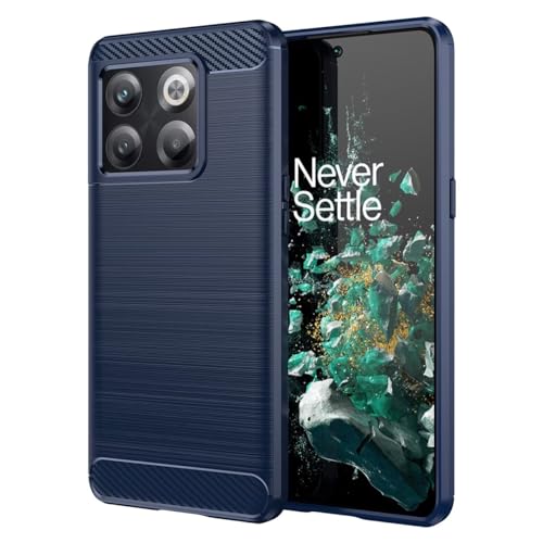 Jhxtech Hülle für OnePlus 10T 5G/OnePlus Ace Pro Hülle, CPH2415 Hülle, ultradünne Handyhülle mit Stoßdämpfung aus Karbonfaser TPU Gummi Schutzhüllen für OnePlus 10T 5G Marineblau von Jhxtech