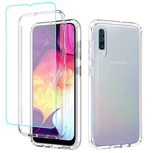 Jhxtech Schutzhülle für Galaxy A50/Galaxy A50S/Galaxy A30S, SM-A505F, mit Displayschutzfolie aus gehärtetem Glas, transparent, für Samsung Galaxy A50 (transparent) von Jhxtech