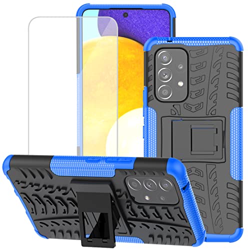 Jhxtech Schutzhülle für Galaxy A53 5G, Samsung A53 5G A536, mit Displayschutzfolie aus gehärtetem Glas, [Ständer] [robuster Schutz] Slim Fit stoßfeste Schutzhülle für Samsung Galaxy A53 5G (blau) von Jhxtech