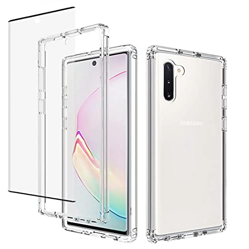 Jhxtech Schutzhülle für Galaxy Note 10 5G, Samsung Note 10 SM-N970F Hülle mit gehärtetem Glas, klare Ganzkörper-Schutzhülle, harte PC-Schutzhülle für Samsung Galaxy Note 10 (transparent) von Jhxtech