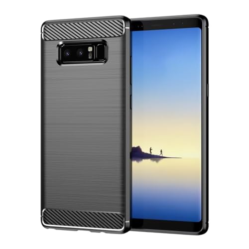 Jhxtech Schutzhülle für Galaxy Note 8, Samsung Note 8 SM-N950FD, ultradünne Handyhülle mit Stoßdämpfung, Kohlefaser, TPU-Gummi, Schutzhüllen für Samsung Galaxy Note 8, Schwarz von Jhxtech