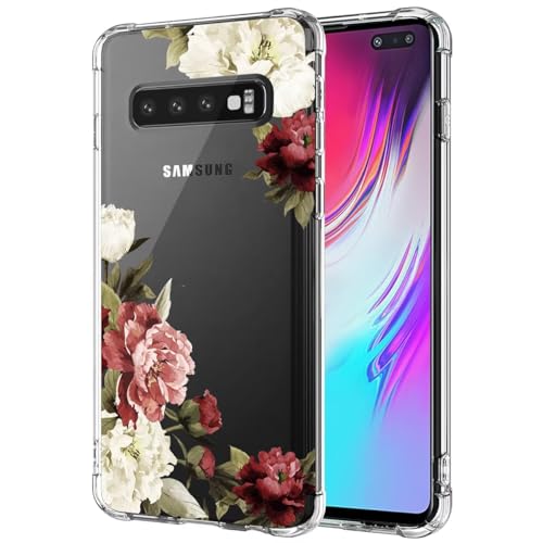 Jhxtech Schutzhülle für Galaxy S10 5G, Samsung S10 5G SM-G977B für Mädchen und Frauen, schlank, stoßfest, klar, Blumenmuster, weich, flexibel, TPU, Schutzhülle für Samsung Galaxy S10 5G, Blütenblume von Jhxtech
