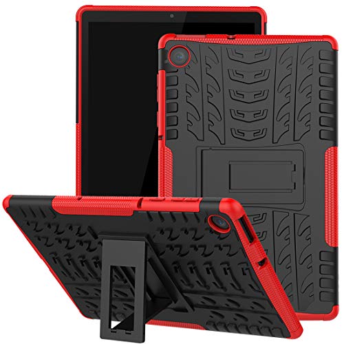 Jhxtech Schutzhülle für Lenovo Tab M10 Plus 10.3, Armor Style Hybrid PC + TPU Schutzhülle mit Ständer für Lenovo Tab M10 FHD Plus (2nd Gen) TB-X606F 10.3 Cover Schutz (rot) von Jhxtech