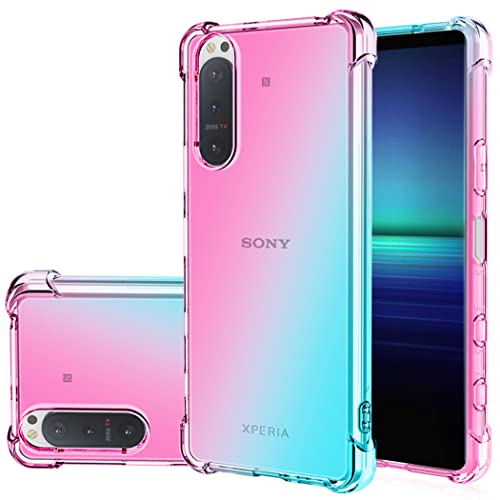 Jhxtech Schutzhülle für Xperia 5 II 5G, Sony 5 II, transparent, niedlich, Farbverlauf, schlank, Kratzfest, flexibel, TPU-Hülle, stoßfest, Schutzhülle für Sony Xperia 5 II (Rosa/Grün) von Jhxtech