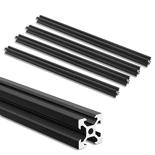 JiGiU 4 Stück 400mm 2020 V-Slot Aluminiumprofil Extrusions Schwarz Europäischer Standard Eloxierte Linearschiene 20x20 V-Typ Aluprofil für 3D-Drucker CNC-Maschinen DIY-Produkt von JiGiU