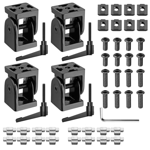 JiGiU 4 Stück Gelenkverbinder Einstellbar 180° Gelenk Aluprofil 40x40 Nut 8 mit Klemmhebel Verbinder aus Zinklegierung Befestigungsmaterial Winkelverbinder für DIY-Projekt (Schwarz) von JiGiU