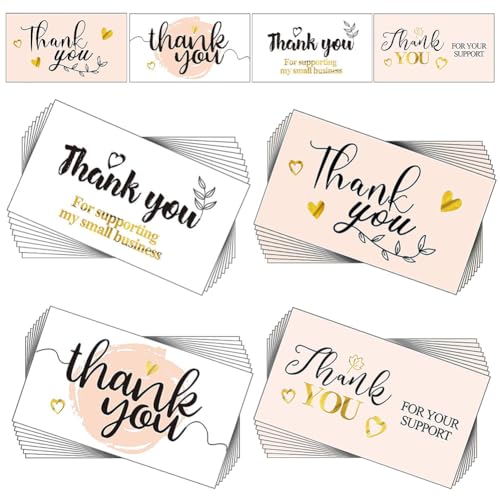 JiNks 150 Stück Dankeskarten,Corporate Thank You Karten,Thank You for Supporting My Small Business Cards,Laser Visitenkarten für Kleinunternehmer Einzelhändler Handarbeit Boutiquen Konditorei von JiNks