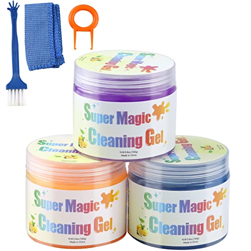JiaTeums Auto Innenraum Reiniger, Auto Accessoires Frauen Tastatur Reinigung Cleaning Gel Knetgel Wiederverwendbare für Tastatur/Handy/Krümel/Lüftungsritzen 160g (3 Stücke) von JiaTeums
