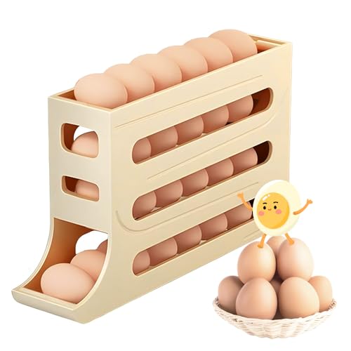 Eierhalter für Kühlschrank, 4 Etagen Automatisch Rollender Eierbehälter für Kühlschrank, Große Kapazität, Eierhalter für 30 Eier, Kühlschrank Organizer für Eieraufbewahrung (Beige) Eierhalter für Kühlschrank, 4 Etagen Automatisch Rollender Eierbehälter für Kühlschrank, Große Kapazität, Eierhalter für 30 Eier, Kühlschrank Organizer für Eieraufbewahrung (Beige) von Jiahuade