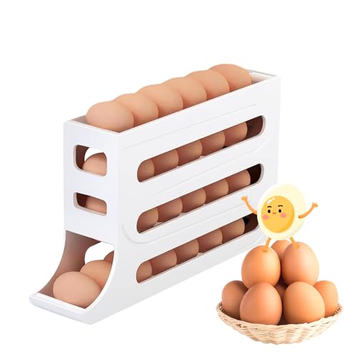 Eierhalter für Kühlschrank, 4 Etagen Automatisch Rollender Eierbehälter für Kühlschrank, Große Kapazität, Eierhalter für 30 Eier, Kühlschrank Organizer für Eieraufbewahrung (Weiß) Eierhalter für Kühlschrank, 4 Etagen Automatisch Rollender Eierbehälter für Kühlschrank, Große Kapazität, Eierhalter für 30 Eier, Kühlschrank Organizer für Eieraufbewahrung (Weiß) von Jiahuade