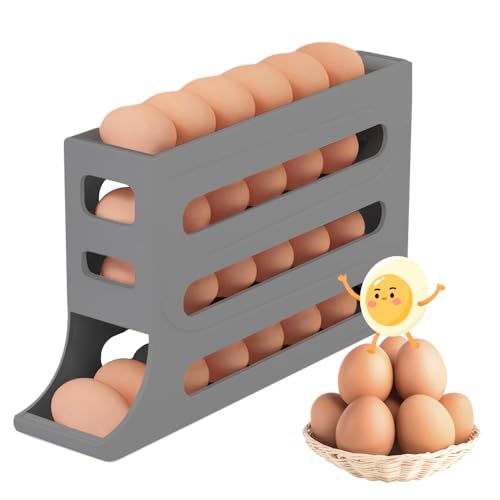Eierhalter für Kühlschrank, 4 Etagen Automatisch Rollender Eierbehälter für Kühlschrank, Große Kapazität, Eierhalter für 30 Eier, Kühlschrank Organizer für Eieraufbewahrung (Grau) Eierhalter für Kühlschrank, 4 Etagen Automatisch Rollender Eierbehälter für Kühlschrank, Große Kapazität, Eierhalter für 30 Eier, Kühlschrank Organizer für Eieraufbewahrung (Grau) von Jiahuade