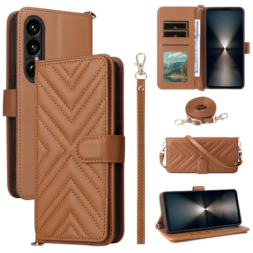 Jiajihua Flip Cover Kompatibel mit Cricket Magic 5G,Kompatibel mit AT&T Propel 5G Handgelenkriemen Lanyard【PU Leder+Shell】 Dual Wallet [6 Kartenfächer] Kickstand Brown von Jiajihua