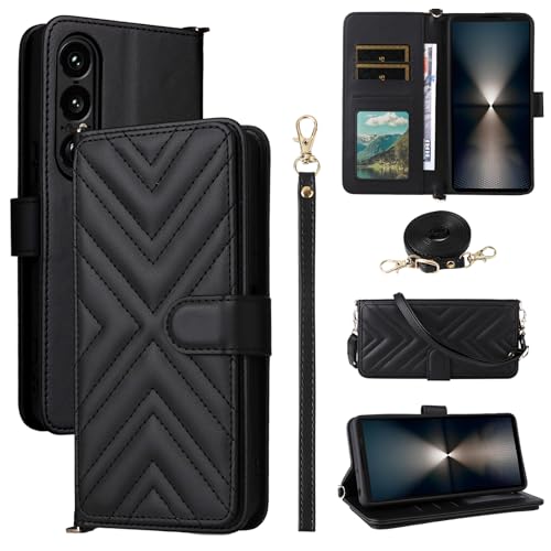 Jiajihua Flip Cover Kompatibel mit WiKo Voix / U616AT Handgelenkriemen Lanyard【PU Leder+Shell】 Dual Wallet [6 Kartenfächer] Kickstand Black von Jiajihua
