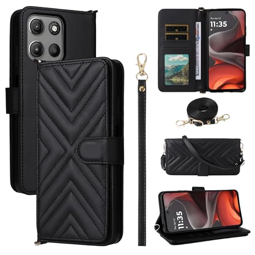 Jiajihua Flip Cover Kompatibel mit Xiaomi 15 Pro Handgelenkriemen Lanyard【PU Leder+Shell】 Dual Wallet [6 Kartenfächer] Kickstand Black von Jiajihua