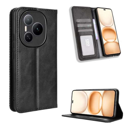 Jiajihua Hülle Kompatibel mit Honor Power 5G DVD-AN00 Etui PU-Leder Flip Kickstand Wallet Card Slot Magnetischer Verschluss Black von Jiajihua