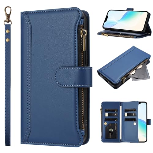 Jiajihua Hülle Kompatibel mit Honor Power 5G DVD-AN00 Lanyard【9 Kartenfächer】【Reißverschluss Brieftasche】【Magnetischer Verschluss】 Ständer Blue Jiajihua Hülle Kompatibel mit Honor Power 5G DVD-AN00 Lanyard【9 Kartenfächer】【Reißverschluss Brieftasche】【Magnetischer Verschluss】 Ständer Blue von Jiajihua