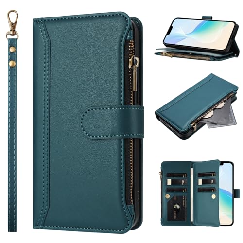 Jiajihua Hülle Kompatibel mit Honor Power 5G DVD-AN00 Lanyard【9 Kartenfächer】【Reißverschluss Brieftasche】【Magnetischer Verschluss】 Ständer Green Jiajihua Hülle Kompatibel mit Honor Power 5G DVD-AN00 Lanyard【9 Kartenfächer】【Reißverschluss Brieftasche】【Magnetischer Verschluss】 Ständer Green von Jiajihua
