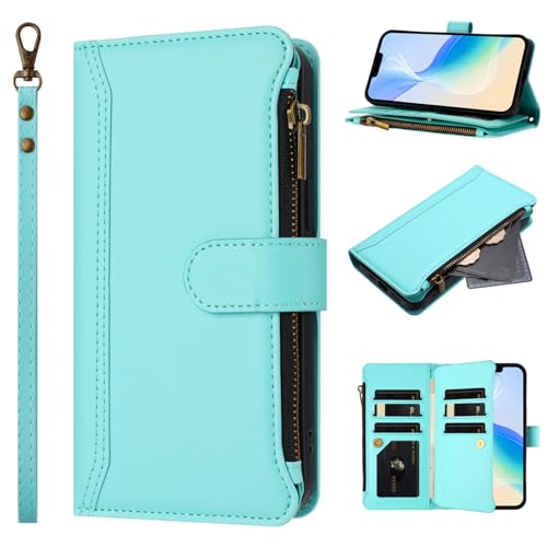 Jiajihua Hülle Kompatibel mit Honor Power 5G DVD-AN00 Lanyard【9 Kartenfächer】【Reißverschluss Brieftasche】【Magnetischer Verschluss】 Ständer MintGreen Jiajihua Hülle Kompatibel mit Honor Power 5G DVD-AN00 Lanyard【9 Kartenfächer】【Reißverschluss Brieftasche】【Magnetischer Verschluss】 Ständer MintGreen von Jiajihua