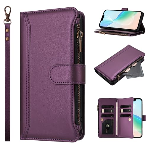 Jiajihua Hülle Kompatibel mit Honor Power 5G DVD-AN00 Lanyard【9 Kartenfächer】【Reißverschluss Brieftasche】【Magnetischer Verschluss】 Ständer Purple Jiajihua Hülle Kompatibel mit Honor Power 5G DVD-AN00 Lanyard【9 Kartenfächer】【Reißverschluss Brieftasche】【Magnetischer Verschluss】 Ständer Purple von Jiajihua