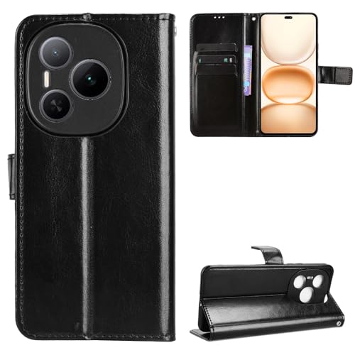 Jiajihua Hülle Kompatibel mit Honor Power 5G DVD-AN00 [PU-Leder+Shell] [Flip Stand] [Kartenschlitz] [Magnetverschluss] Black von Jiajihua