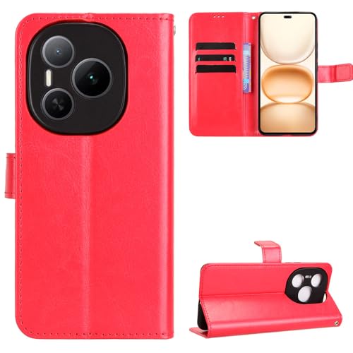 Jiajihua Hülle Kompatibel mit Honor Power 5G DVD-AN00 [PU-Leder+Shell] [Flip Stand] [Kartenschlitz] [Magnetverschluss] Red von Jiajihua