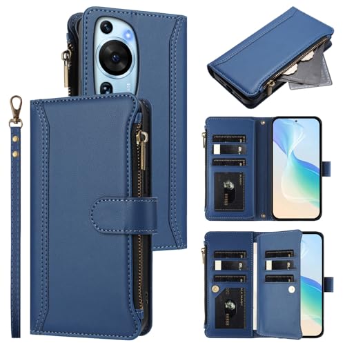 Jiajihua Hülle Kompatibel mit Huawei P60 Art 4G,Kompatibel mit Huawei P60 Art 4G Lanyard【9 Kartenfächer】【Reißverschluss Brieftasche】【Magnetischer Verschluss】 Ständer Blue Jiajihua Hülle Kompatibel mit Huawei P60 Art 4G,Kompatibel mit Huawei P60 Art 4G Lanyard【9 Kartenfächer】【Reißverschluss Brieftasche】【Magnetischer Verschluss】 Ständer Blue von Jiajihua